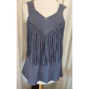 T16 Mur Mur western-inspired tank top with fringe and lacy. Super cute